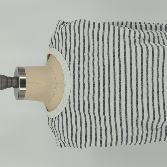 Le Lis Striped Boxy Tank Shirt White Gray S nautical preppy casual classic - Picture 3 of 7